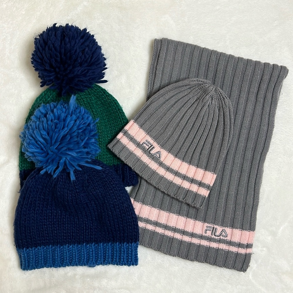 1 Set Fila Scarf & Beanie + 2 Beanies
